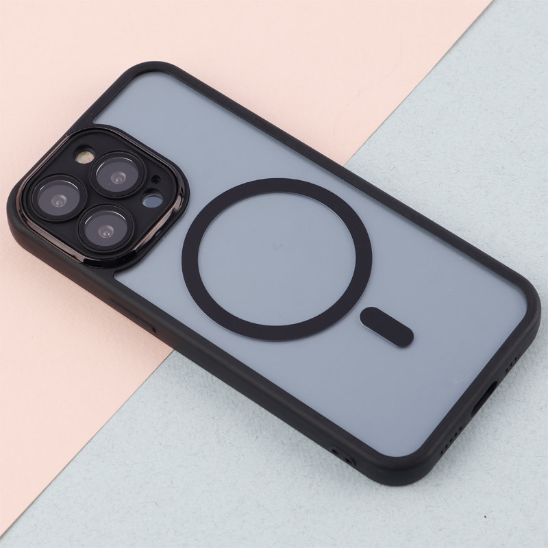 قاب PC شفاف متال ایرون دور رنگی مگ سیف محافظ لنزدار iPhone 13 Pro