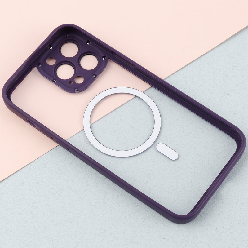 قاب PC شفاف متال ایرون دور رنگی مگ سیف محافظ لنزدار iPhone 13 Pro Max