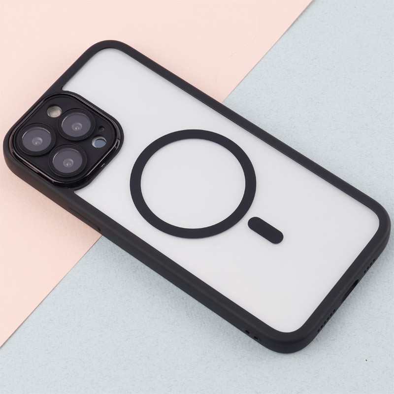 قاب PC شفاف متال ایرون دور رنگی مگ سیف محافظ لنزدار iPhone 13 Pro Max