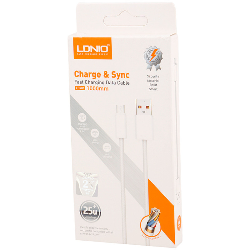 کابل میکرو یو اس بی فست شارژ Ldnio LS901 25W 1m