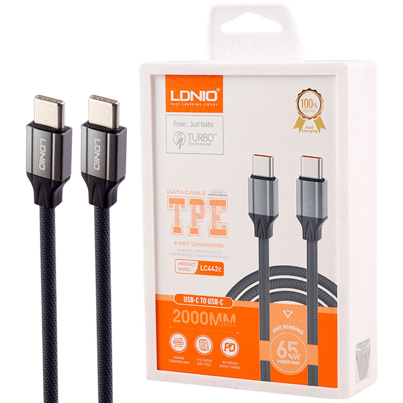 کابل تبدیل فست شارژ Ldnio LC442C Type-C to Type-C PD 65W 2m