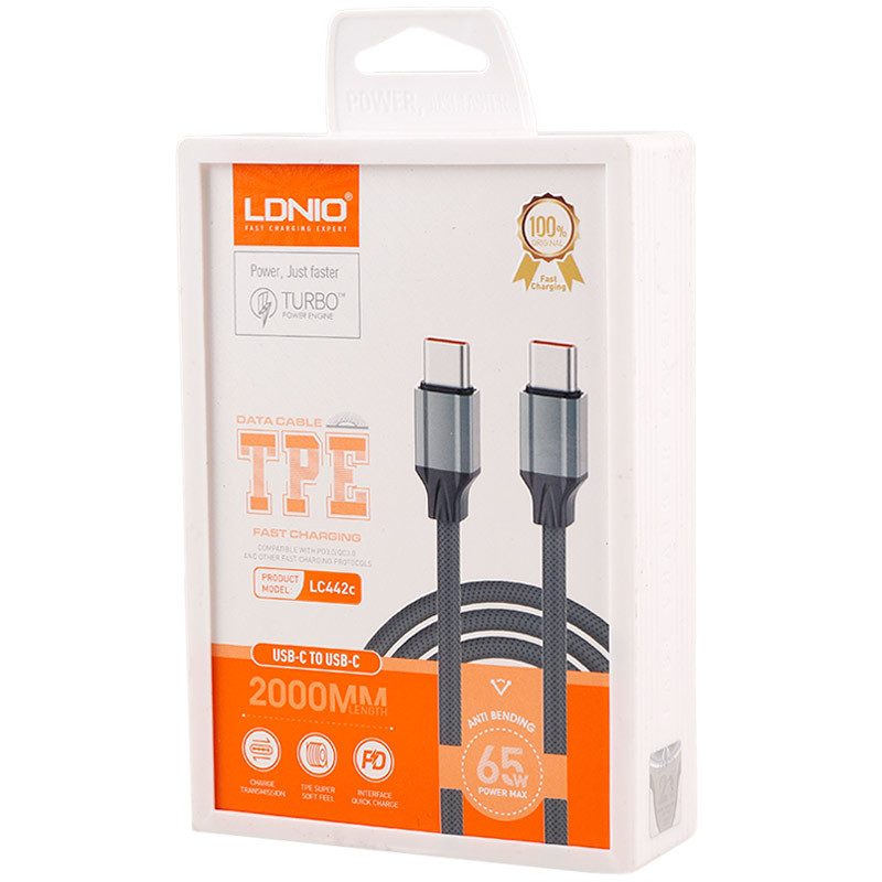 کابل تبدیل فست شارژ Ldnio LC442C Type-C to Type-C PD 65W 2m