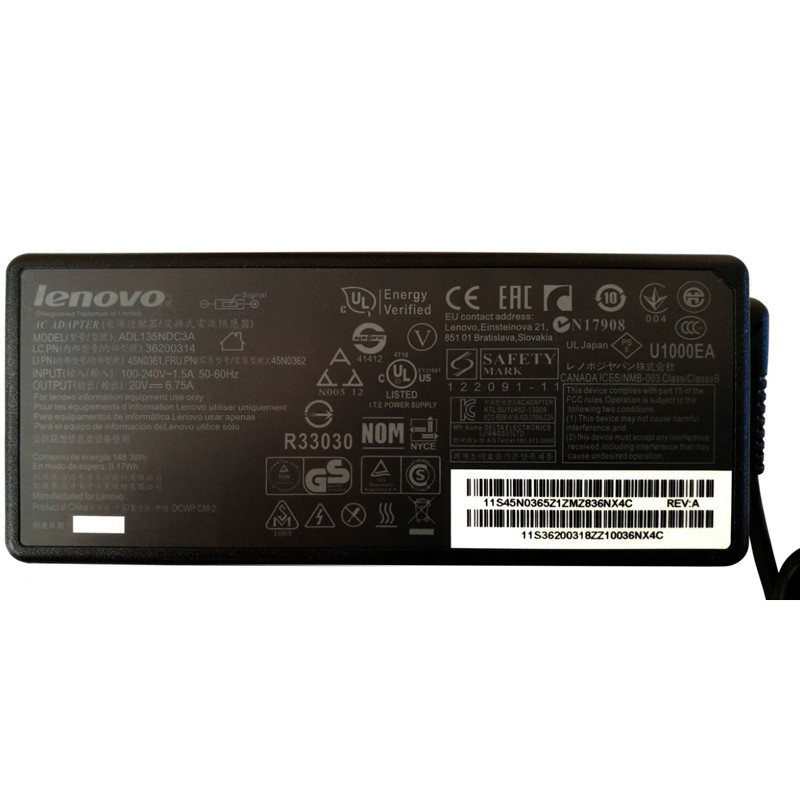 شارژر لپ تاپ Lenovo 20V 6.75A سر USB