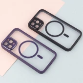 قاب PC شفاف متال ایرون دور رنگی مگ سیف محافظ لنزدار iPhone 11 Pro