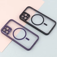 قاب PC شفاف متال ایرون دور رنگی مگ سیف محافظ لنزدار iPhone 11 Pro