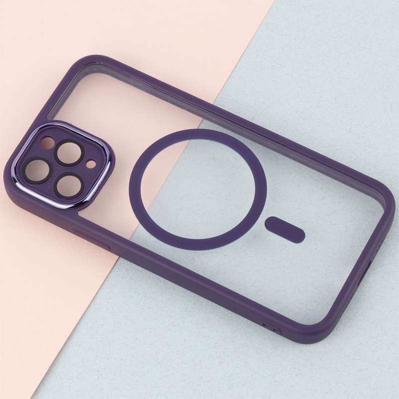قاب PC شفاف متال ایرون دور رنگی مگ سیف محافظ لنزدار iPhone 11 Pro