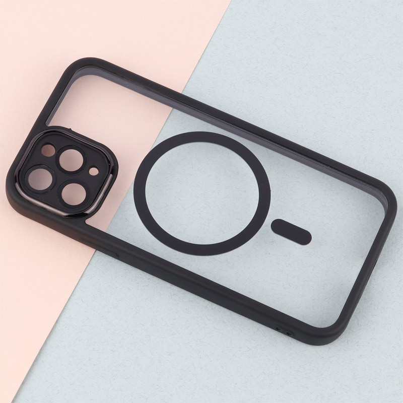 قاب PC شفاف متال ایرون دور رنگی مگ سیف محافظ لنزدار iPhone 11 Pro