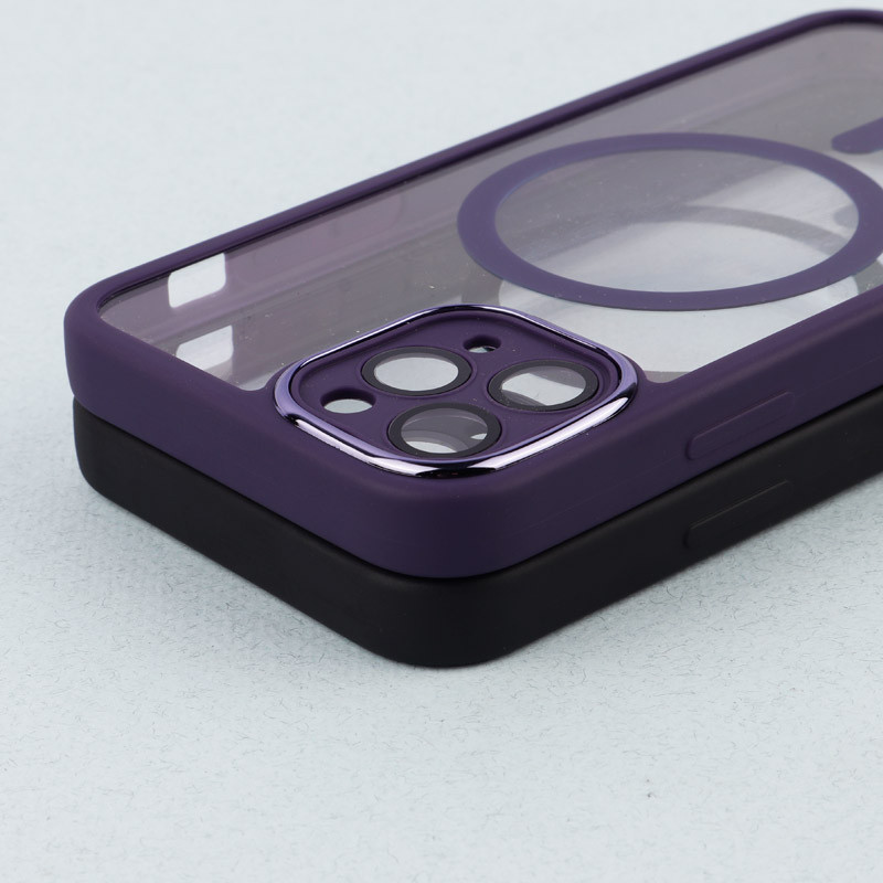 قاب PC شفاف متال ایرون دور رنگی مگ سیف محافظ لنزدار iPhone 11 Pro