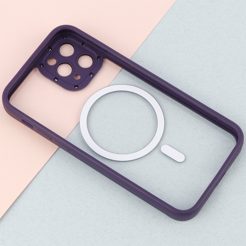 قاب PC شفاف متال ایرون دور رنگی مگ سیف محافظ لنزدار iPhone 11 Pro