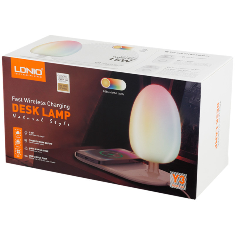 شارژر بی سیم و چراغ رومیزی Ldnio Y3 15W