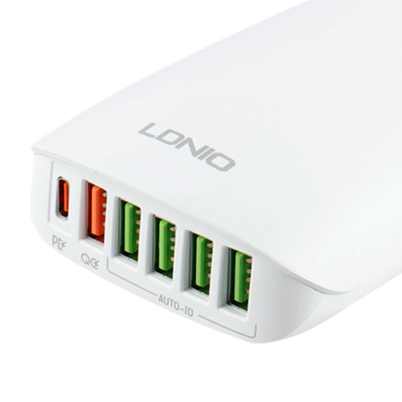 شارژر دیواری فست شارژ Ldnio A6573C 6Port 3.25A QC3.0 PD 65W