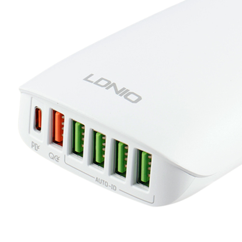 شارژر دیواری فست شارژ Ldnio A6573C 6Port 3.25A QC3.0 PD 65W