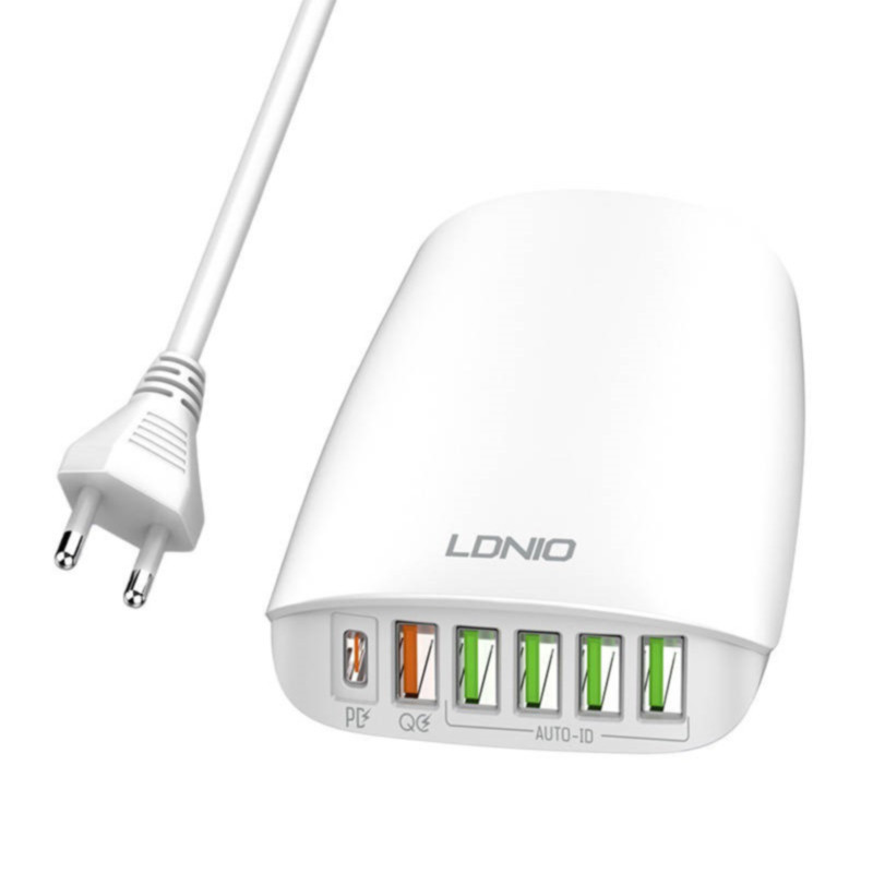 شارژر دیواری فست شارژ Ldnio A6573C 6Port 3.25A QC3.0 PD 65W