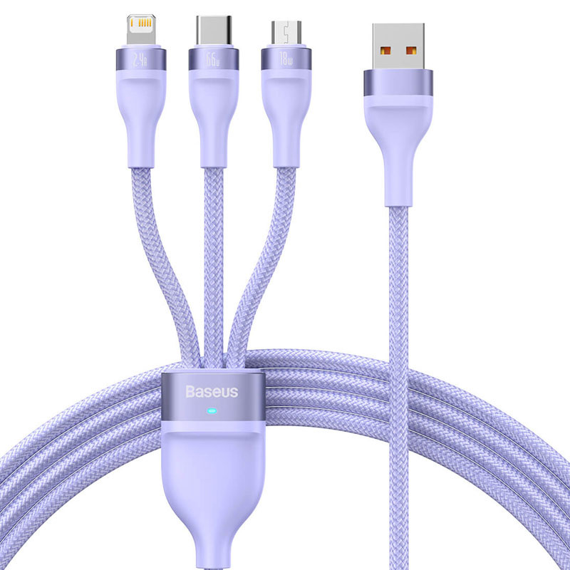 کابل 3 سر فست شارژ باسئوس Baseus 3in1 CASS04000 6A 66W 1.2m