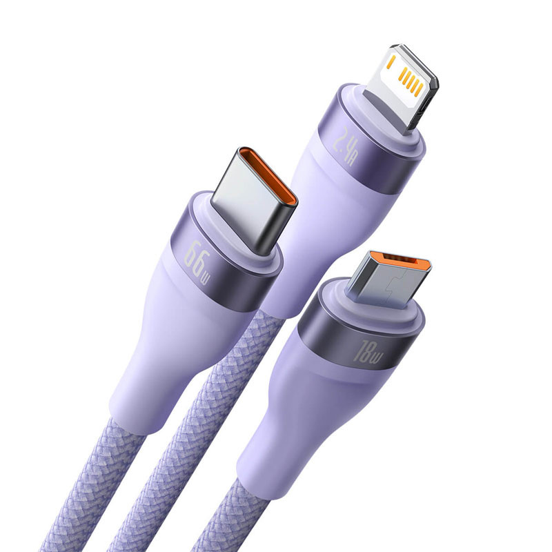 کابل 3 سر فست شارژ باسئوس Baseus 3in1 CASS04000 6A 66W 1.2m