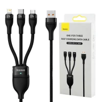 کابل 3 سر فست شارژ باسئوس Baseus 3in1 CASS04000 6A 66W 1.2m