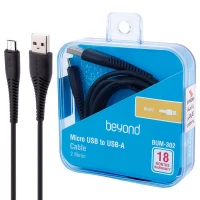 کابل میکرو یو اس بی فست شارژ Beyond BUM-302 2.1A 2m روکش چرمی