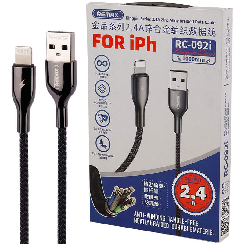 کابل آیفونی فست شارژ Remax RC-092I 2.4A 1m