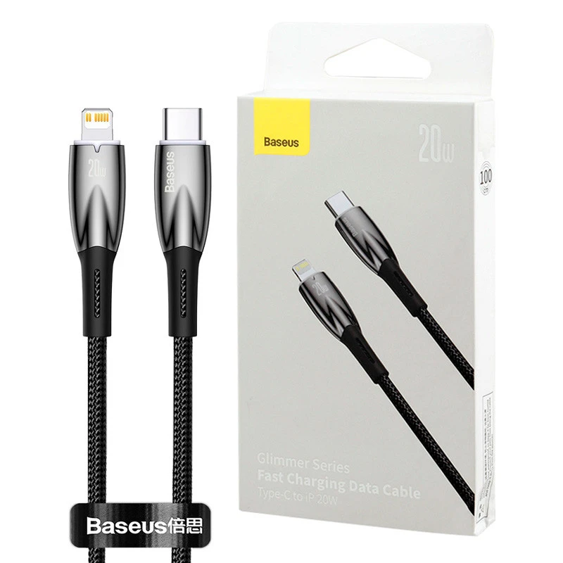 کابل تبدیل فست شارژ Baseus Glimmer Series CADH00000 Type-C to Lightning PD 20W 1m