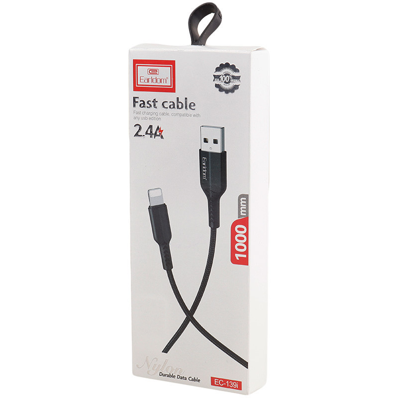کابل آیفونی فست شارژ Earldom EC-139i 2.4A 1m