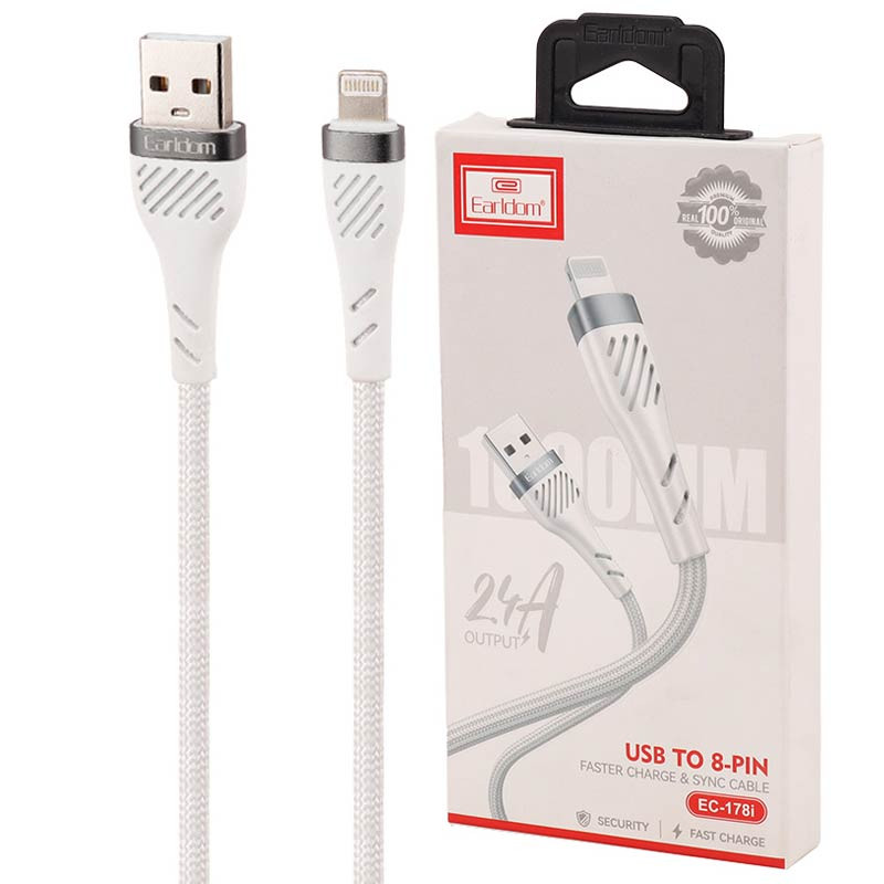کابل آیفونی فست شارژ Earldom EC-178i 2.4A 1m