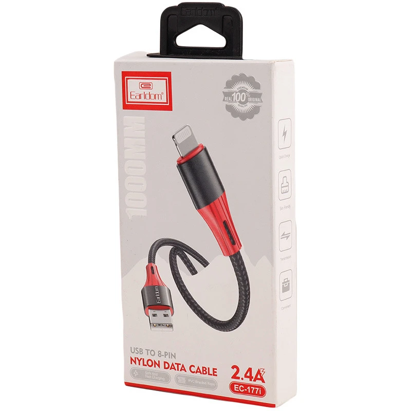 کابل آیفونی فست شارژ Earldom EC-177i 2.4A 1m
