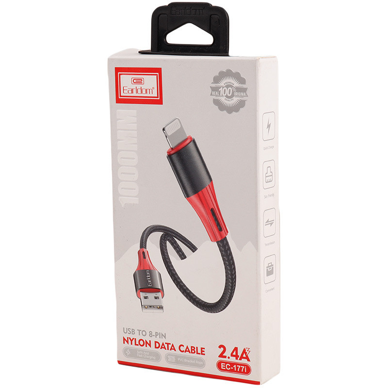 کابل آیفونی فست شارژ Earldom EC-177i 2.4A 1m