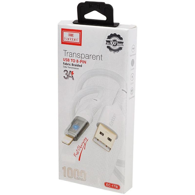 کابل آیفونی فست شارژ Earldom EC-179i 3A 1m
