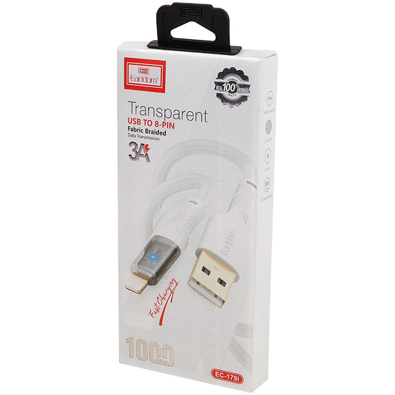 کابل آیفونی فست شارژ Earldom EC-179i 3A 1m