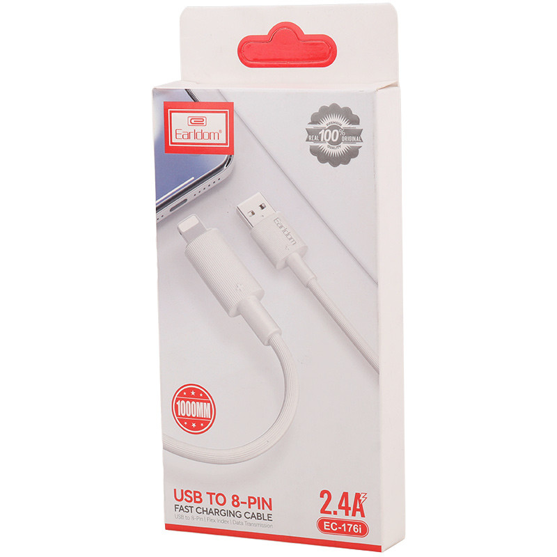 کابل آیفونی فست شارژ Earldom EC-176i 2.4A 1m