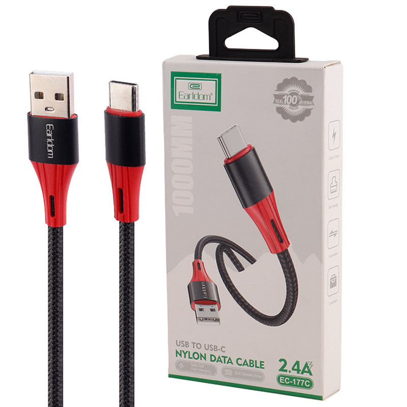 کابل تایپ سی فست شارژ Earldom EC-177C 2.4A 1m