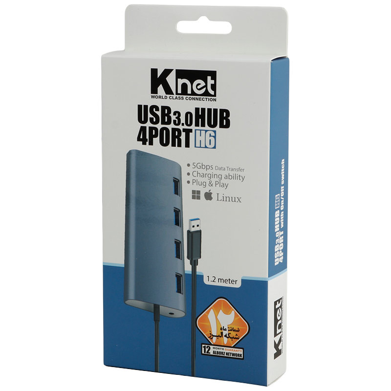 هاب 4 پورت USB 3.0 کی نت H6 K-Huamh604