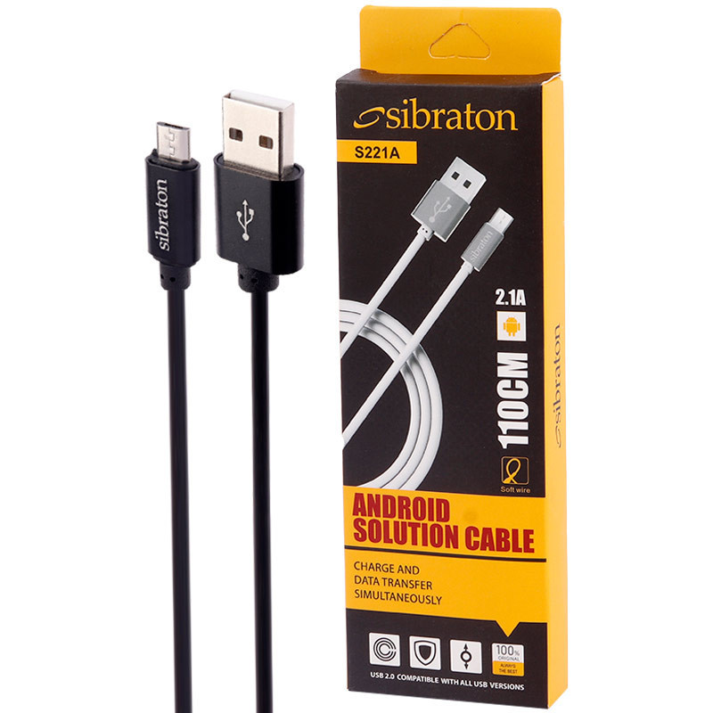 کابل میکرو یو اس بی Sibraton S221A 2.1A 1.1m