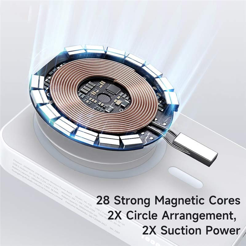 پاور بانک بی سیم فست شارژ مک دودو MC-426 PD 20W ظرفیت 10000 میلی آمپر ساعت