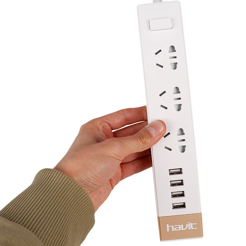 چند راهی ۳ خانه برق هویت HV-A45U با کابل 1.5 متری + شارژر USB