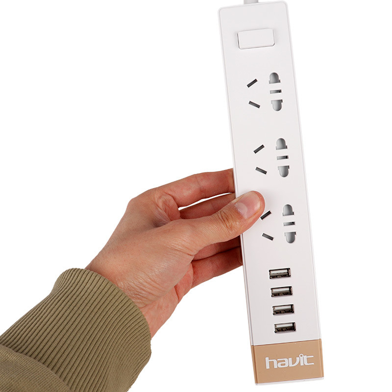 چند راهی ۳ خانه برق هویت HV-A45U با کابل 1.5 متری + شارژر USB