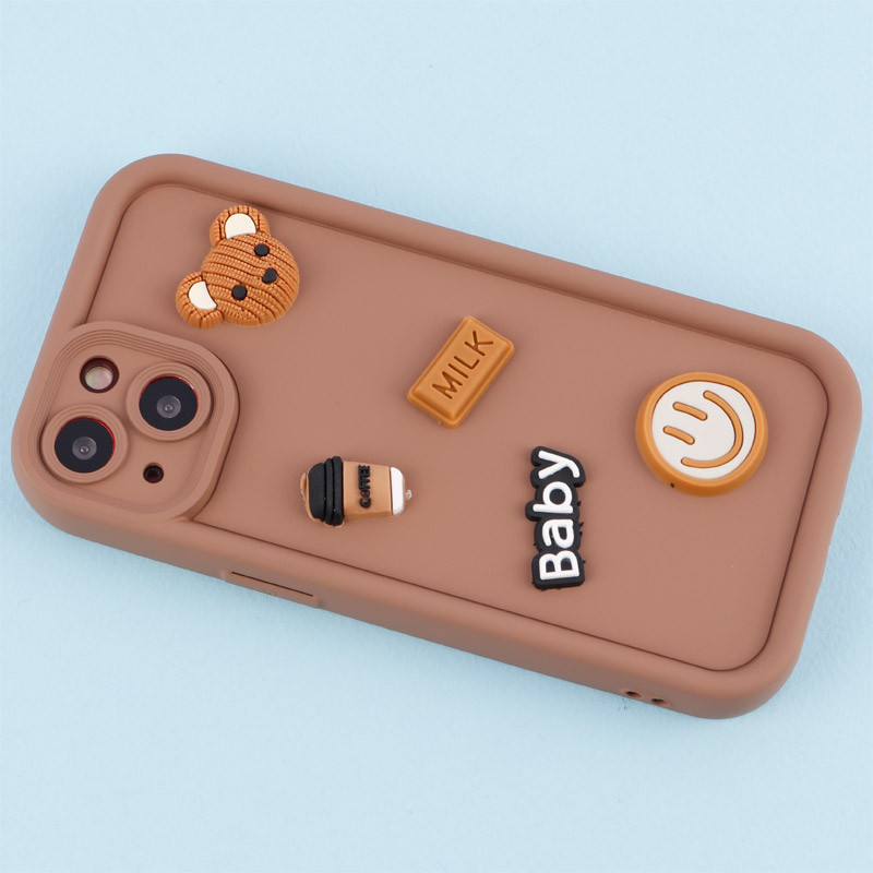 قاب سیلیکونی Fashion Case عروسک برجسته ریز محافظ لنزدار iPhone 13
