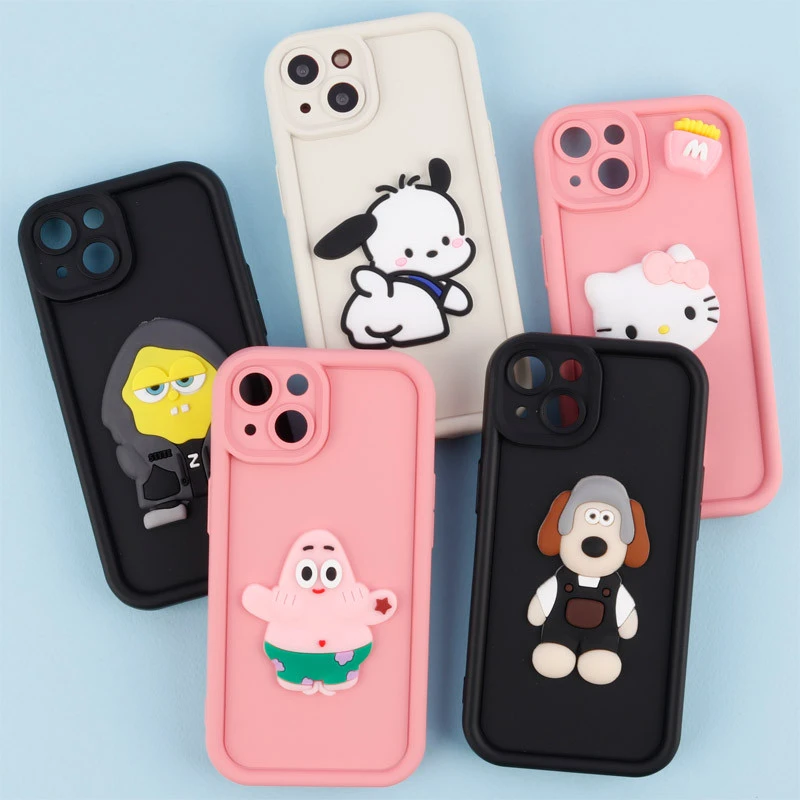 قاب سیلیکونی Fashion Case عروسک برجسته محافظ لنزدار iPhone 13