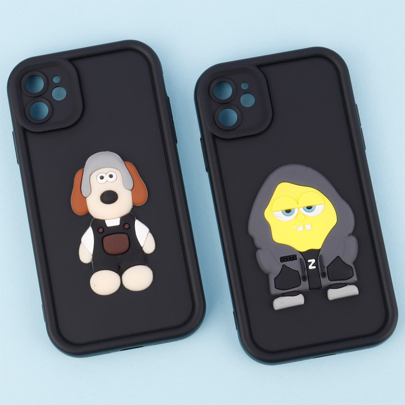قاب سیلیکونی Fashion Case عروسک برجسته محافظ لنزدار iPhone 11