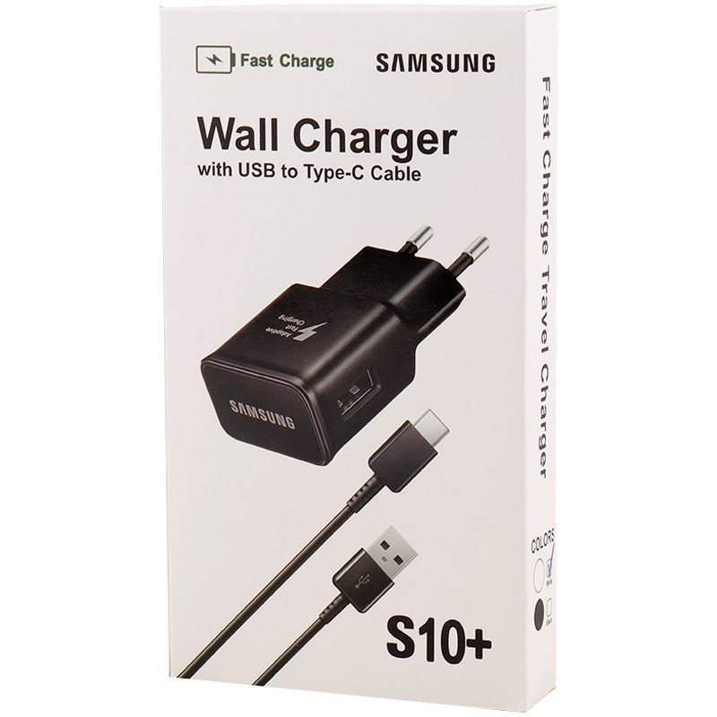 شارژر دیواری فست شارژ Samsung S10+ EP-TA200 2A QC3.0 + کابل تایپ سی