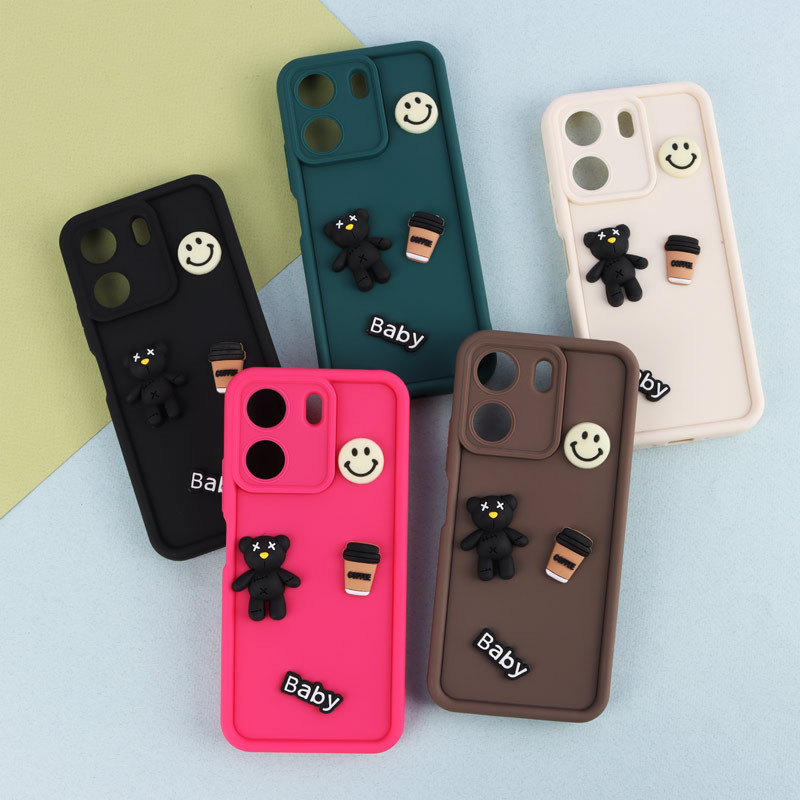 قاب سیلیکونی Fashion Case عروسک برجسته ریز محافظ لنزدار Xiaomi Redmi 13C / Poco C65