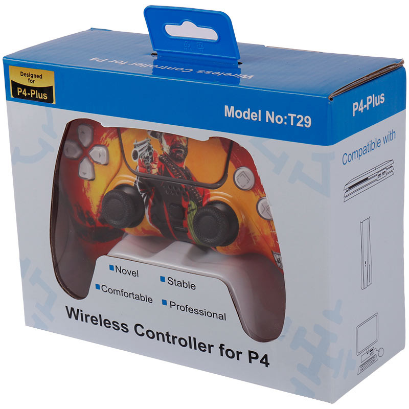 دسته بازی بی سیم طرح پلی استیشن فایو P4-Plus T29 Red Dead Redemption 2 PS4 / PC