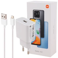 شارژر دیواری Xiaomi Redmi 10C 2A 10W + کابل میکرو یو اس بی و جعبه گوشی