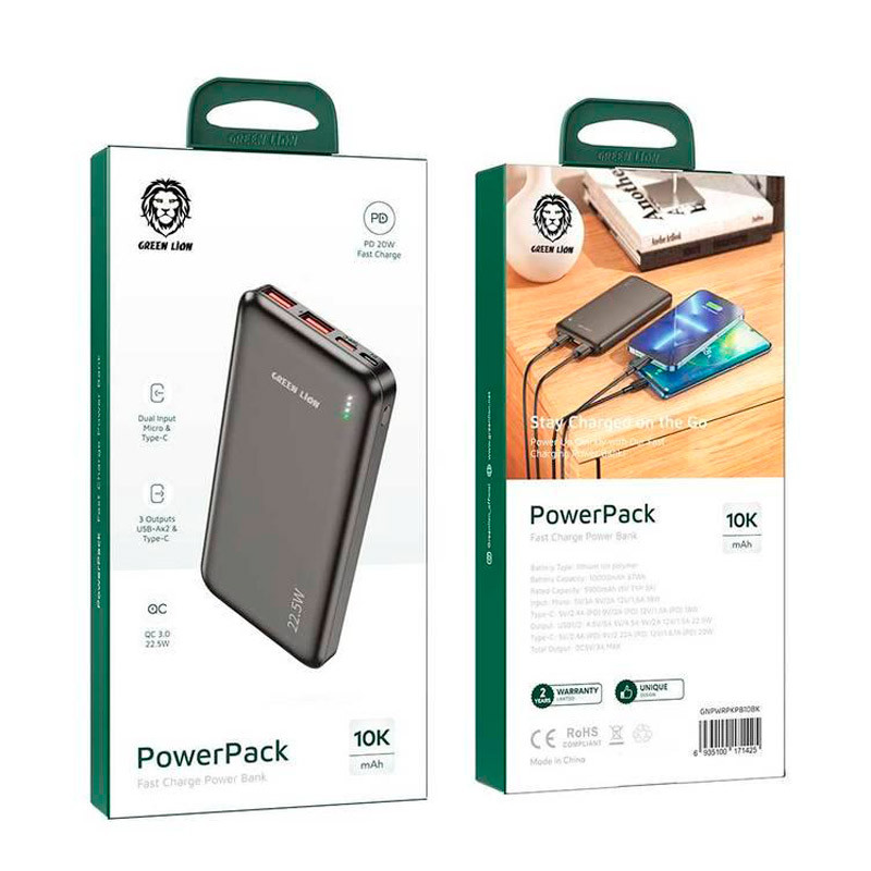 پاور بانک فست شارژ 10000 گرین لاین Green Lion PowerPack QC3.0 PD 22.5W