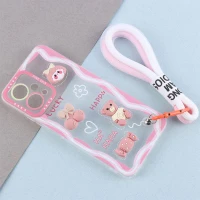 قاب ژله ای عروسک برجسته محافظ لنزدار + بند آویز لنیارد Xiaomi Poco X5
