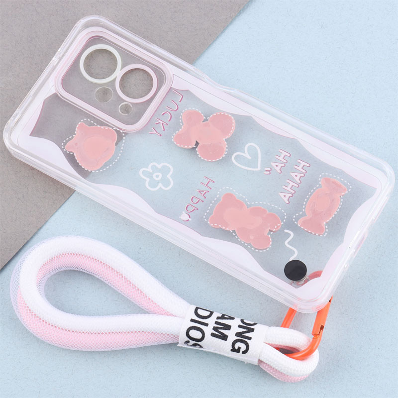 قاب ژله ای عروسک برجسته محافظ لنزدار + بند آویز لنیارد Xiaomi Poco X5