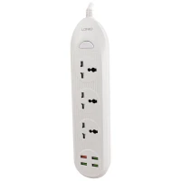 چند راهی 3 خانه برق ارت دار الدینیو SC-16Q با کابل 2 متری + شارژر USB