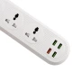چند راهی 3 خانه برق ارت دار الدینیو SC-16Q با کابل 2 متری + شارژر USB