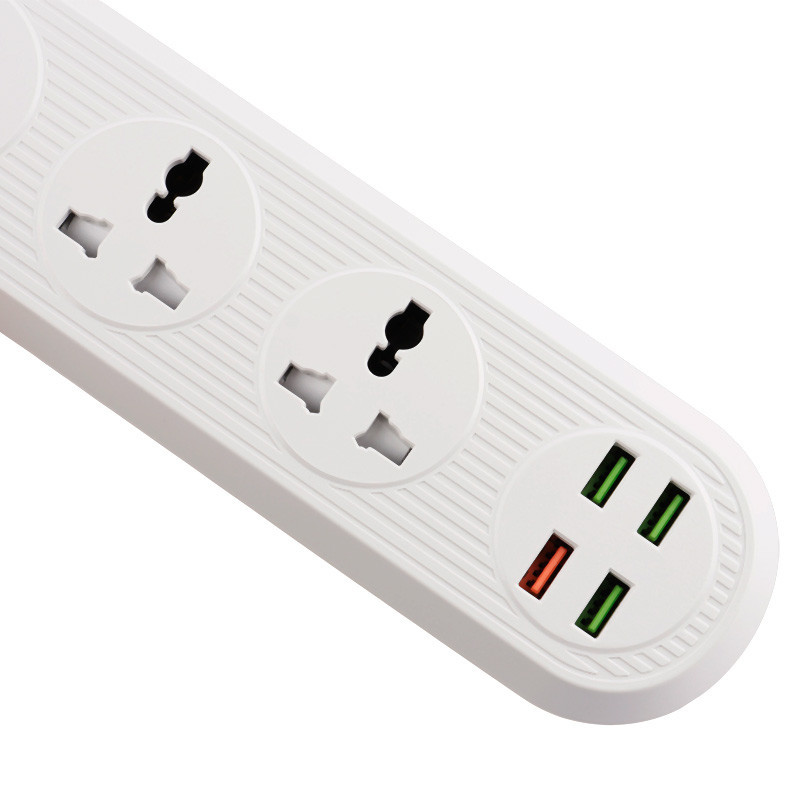 چند راهی 3 خانه برق ارت دار الدینیو SC-16Q با کابل 2 متری + شارژر USB