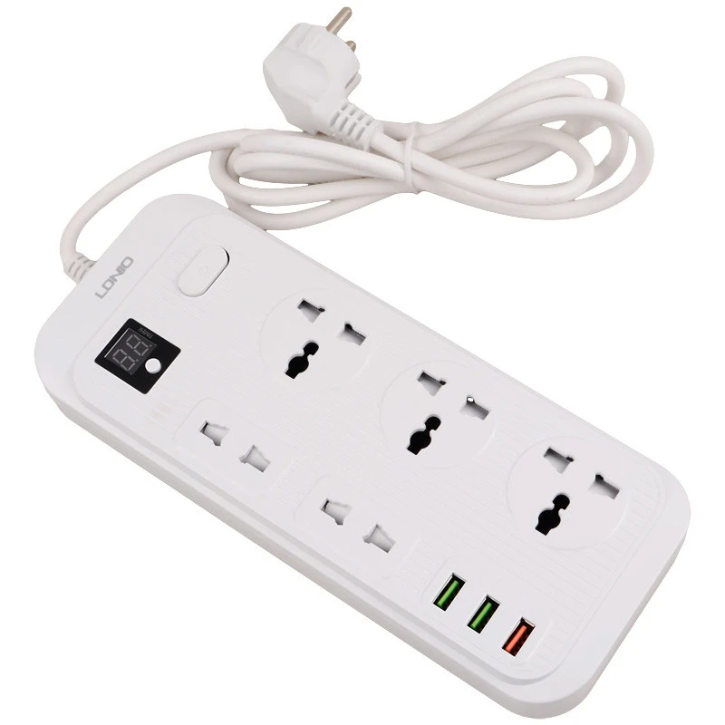 چند راهی 3 خانه برق ارت دار الدینیو SC-17 با کابل 2 متری + شارژر USB